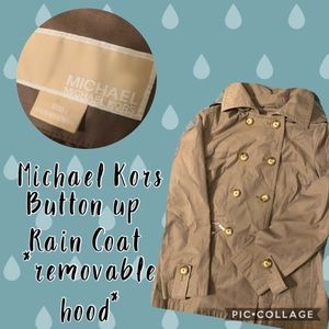 Michael Kors Brown Raincoat -Button Up w/ det hood